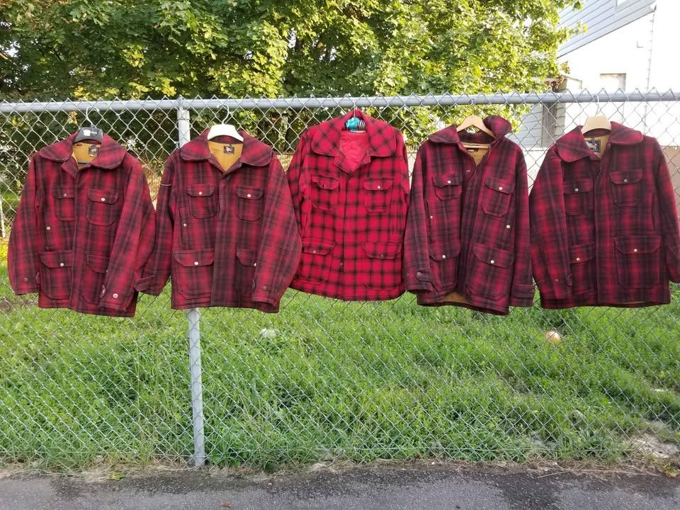 WOOLRICH VINTAGE RED PLAID HUNTING COATS AND LEGGINGS For Sale